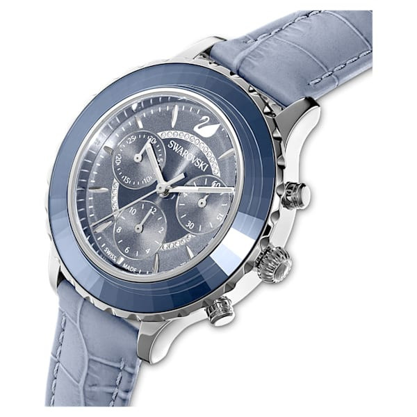 Octea Lux Chrono Watch, Leather strap, Blue